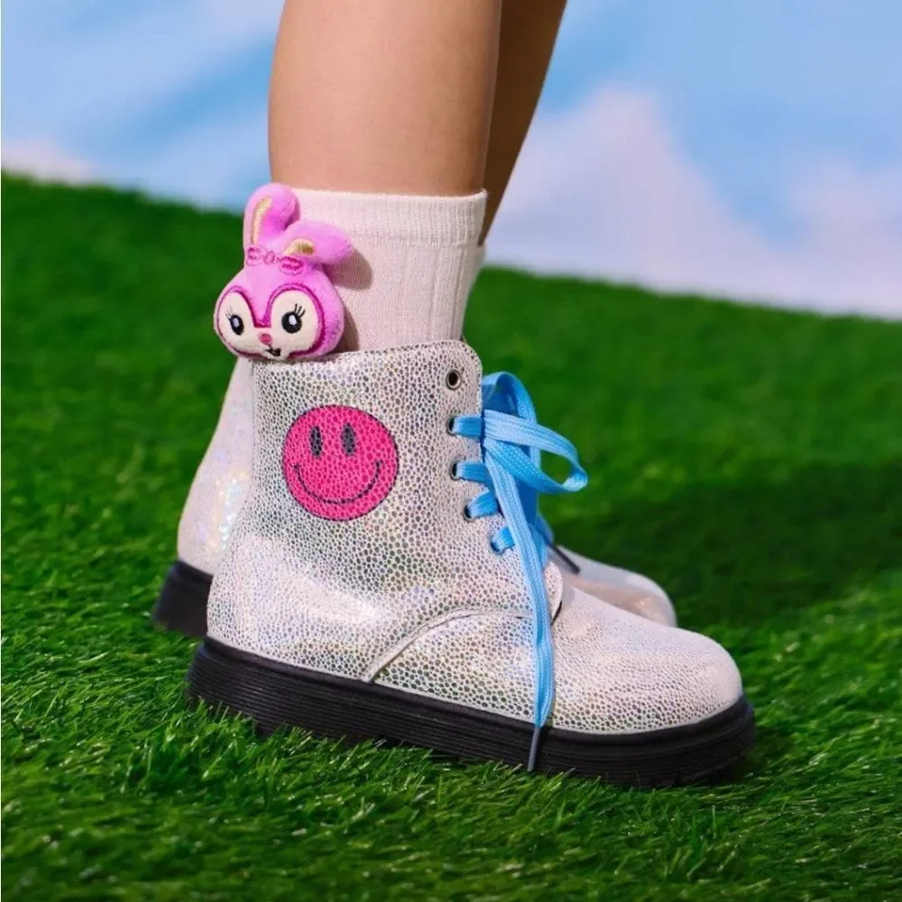 Lola + the Boys HAPPY EMOJI COMBAT BOOTS 25 9C